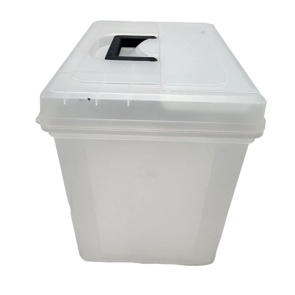 Portable Travel File Holder Box Letter Size W Storage & Top Handle Clear Black - Picture 3 of 11